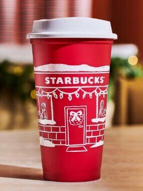 STARBUCKS 2025 REUSEABLE RED CUP LIMITED HOLIDAY EDITION on "RED CUP DAY"